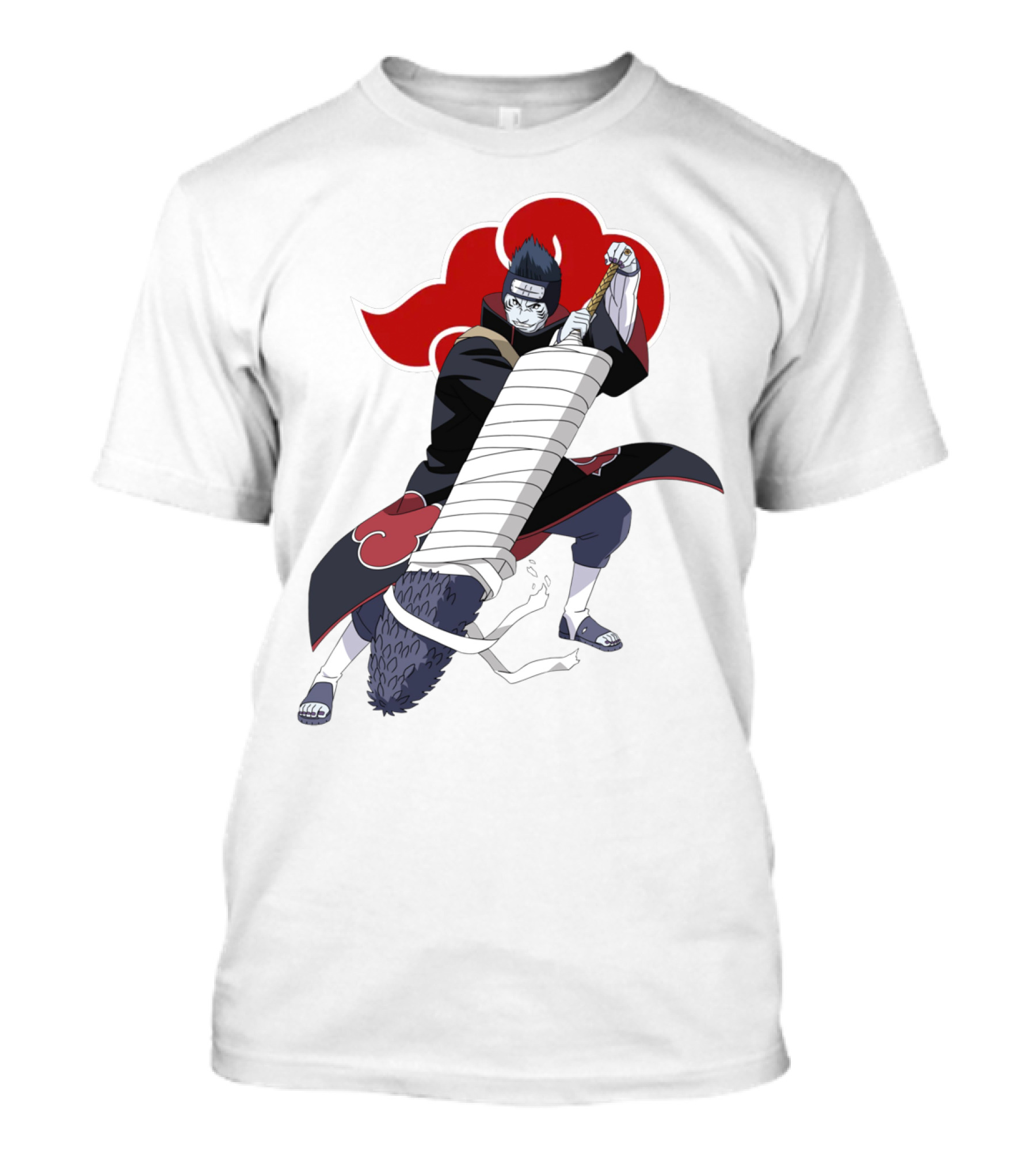Kisame Hoshigaki Akatsuki Member Wielding Samehada With Red Cloud T-Shirt
