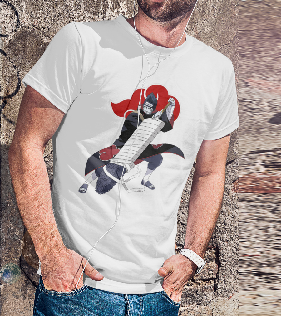 Kisame Hoshigaki Akatsuki Member Wielding Samehada With Red Cloud T-Shirt