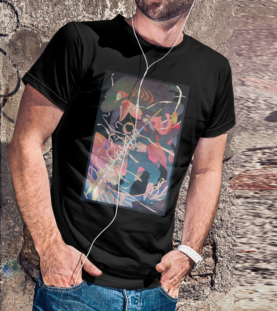 Kisame Sword Wielding Character With Giant Shark And Energy Swirls T-Shirt