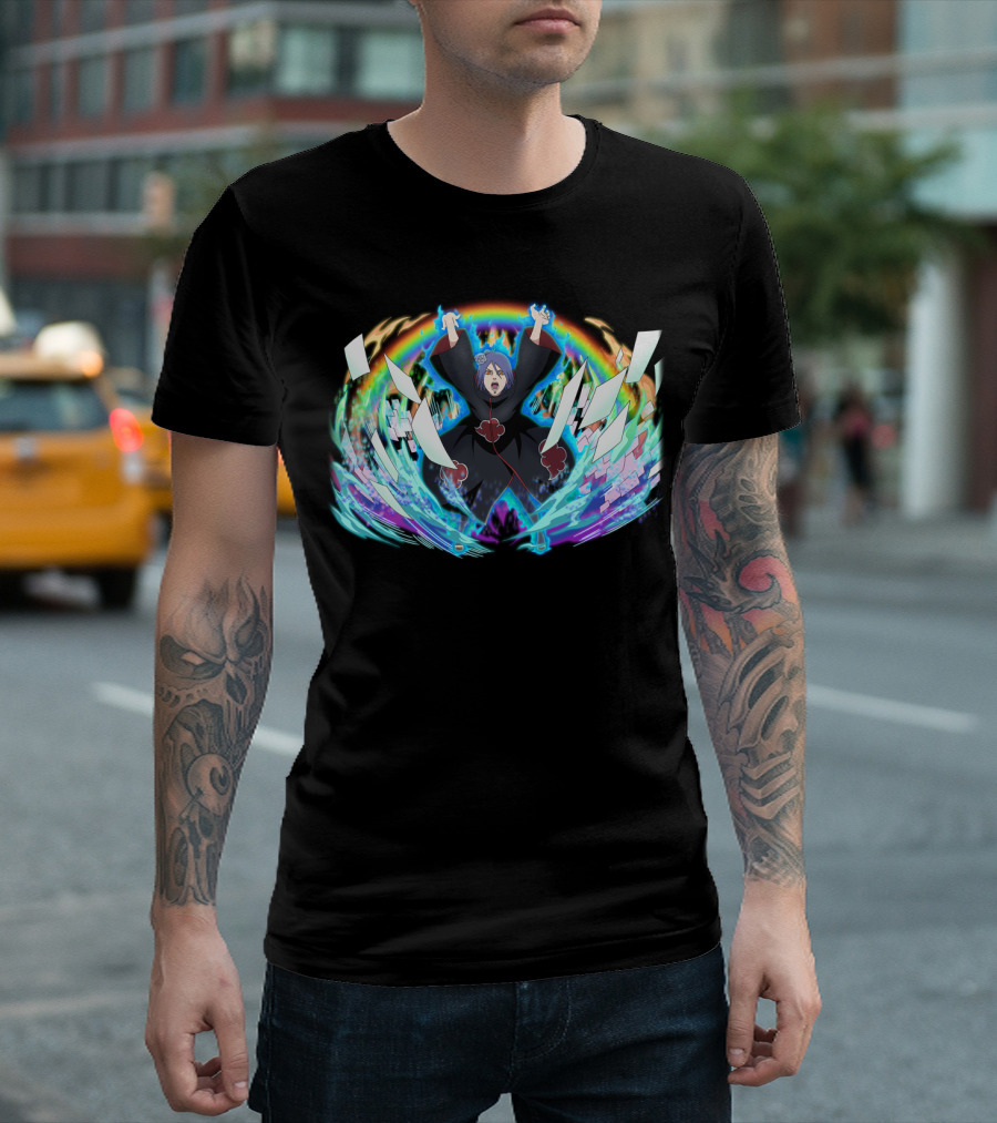 Konan Akatsuki Paper Jutsu Rainbow Energy Burst T-Shirt