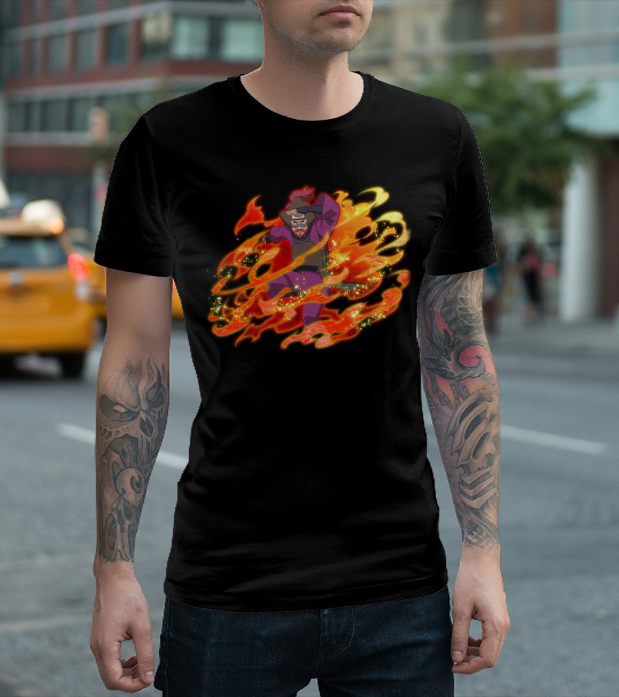 Roshi Fire Aura Anime Character Red and Purple T-Shirt