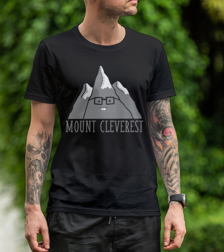 Mount Cleverest Funny Cartoon Mountain With Glasses Back To School T-Shirt