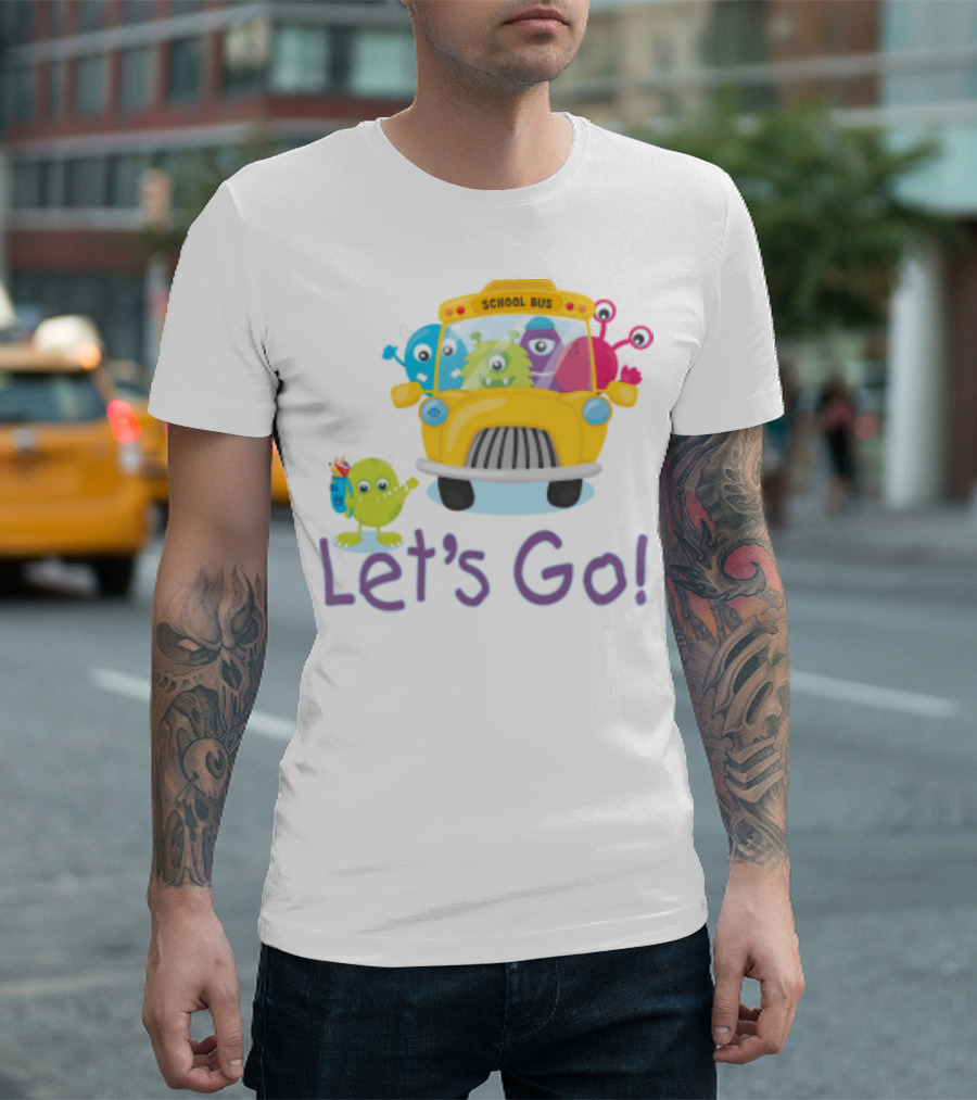 Let's Go Back to School with Colorful Monster School Bus Adventure T-Shirt
