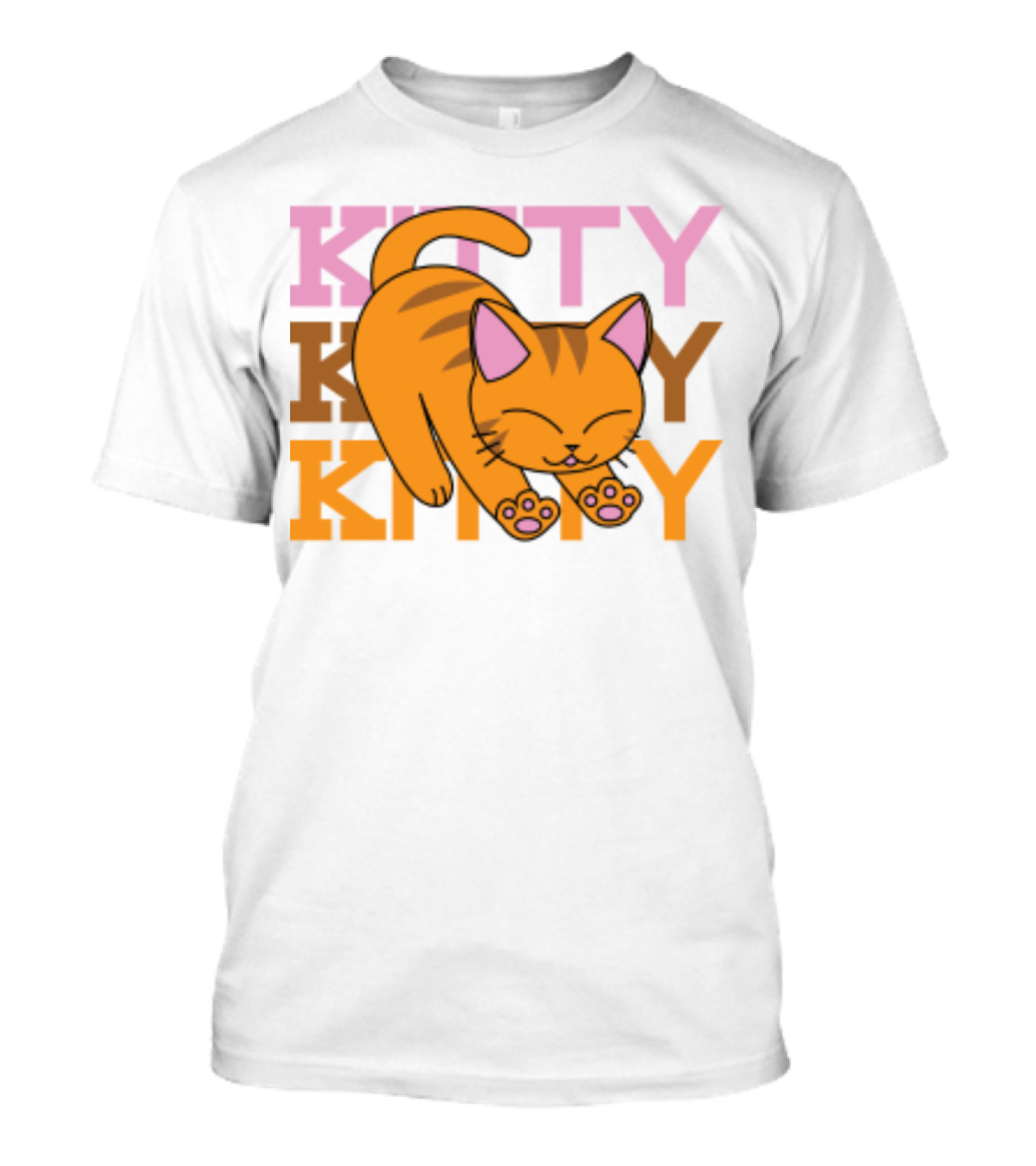 Kitty Kitty Playful Ginger Cat Illustration With Pastel Text T-Shirt