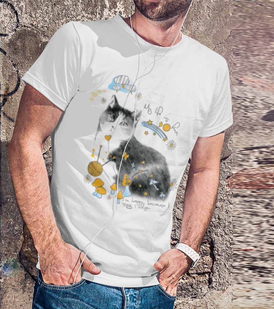My Life Is Fun I'm Happy Because I Smile Kitty T-Shirt