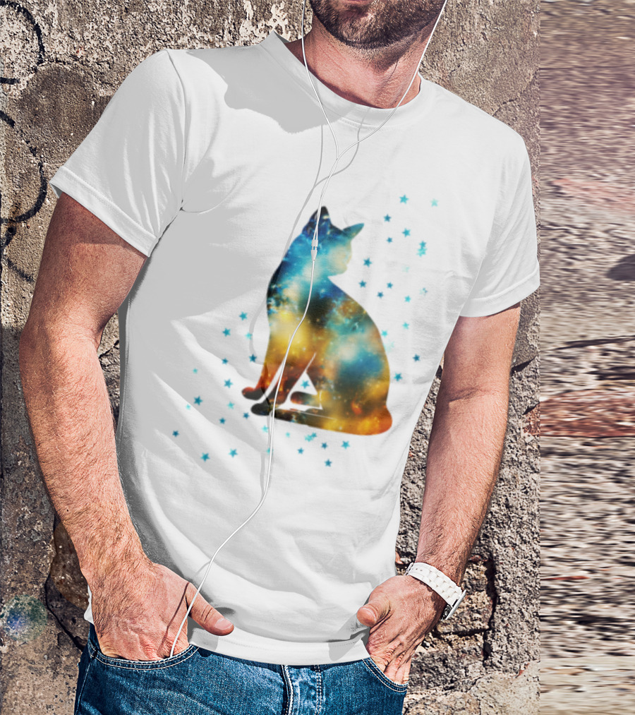 Galaxy Kitty Celestial Cat With Cosmic Stars T-Shirt