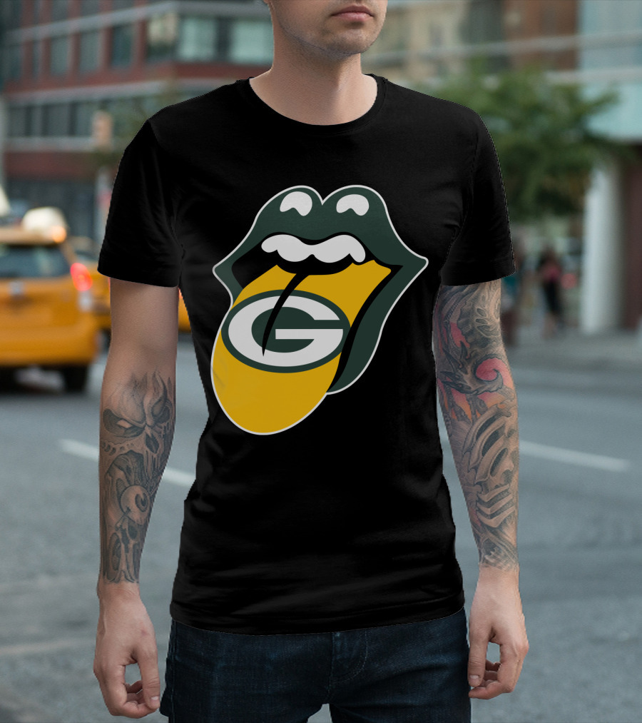 Green Bay Packers Rolling Stones Tongue Logo Rt Edition T-Shirt