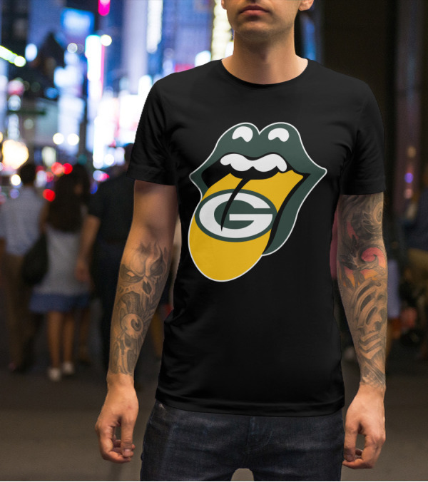 Green Bay Packers Rolling Stones Tongue Logo Rt Edition T-Shirt