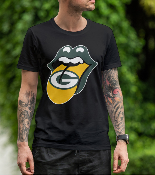 Green Bay Packers Rolling Stones Tongue Logo Rt Edition T-Shirt