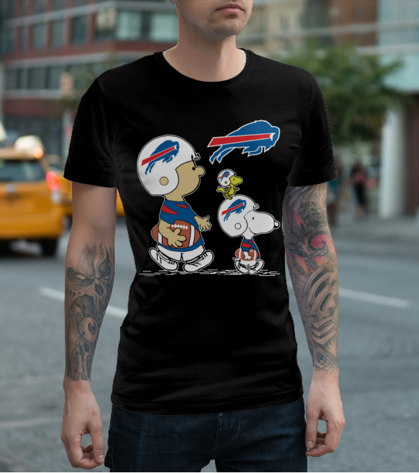 Buffalo Bills Christmas Peanuts Characters Football Helmets T-Shirt