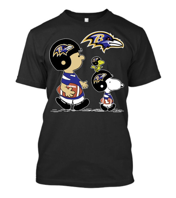 Baltimore Ravens Peanuts Christmas Football Characters T-Shirt
