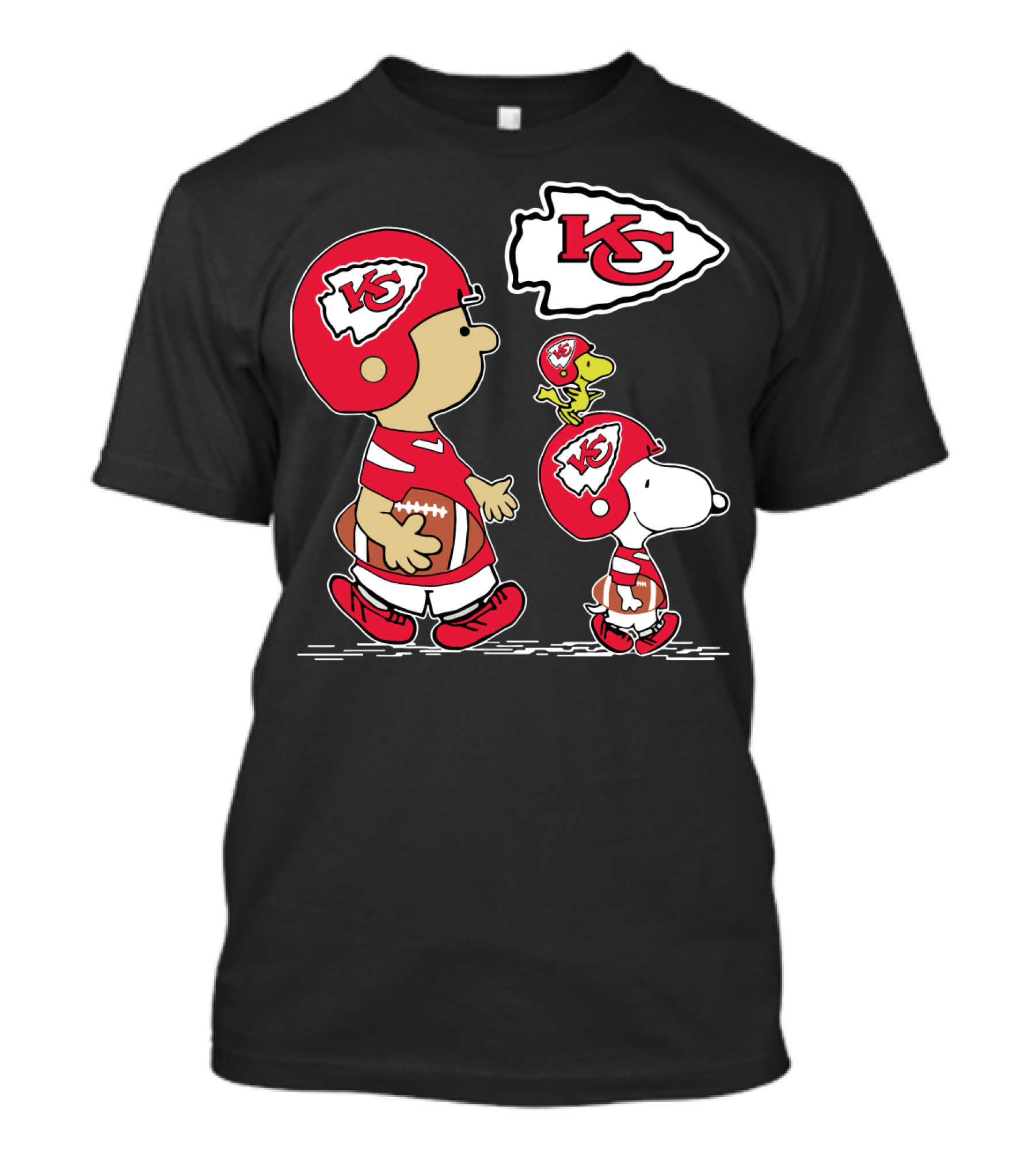 Kansas City Chiefs Christmas Peanuts Cute Football Characters T-Shirt