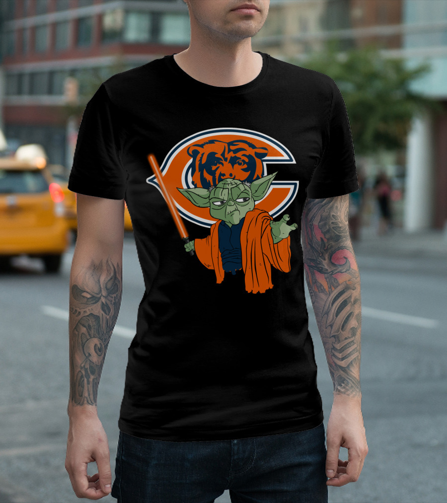 Chicago Bears Yoda Orange Lightsaber T-Shirt