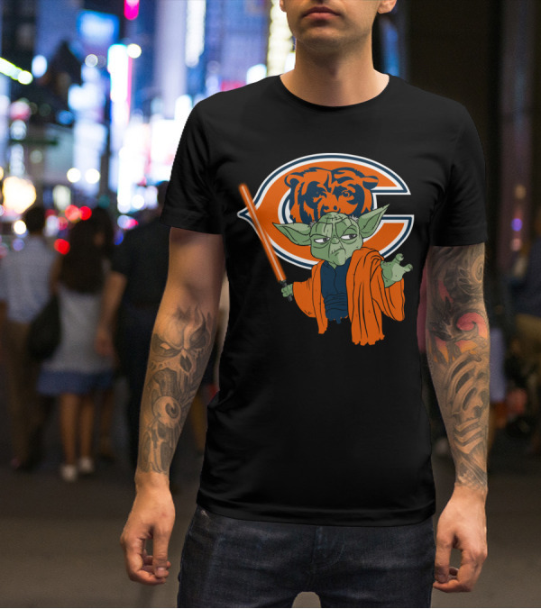 Chicago Bears Yoda Orange Lightsaber T-Shirt