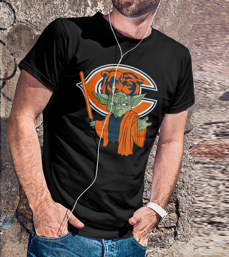 Chicago Bears Yoda Orange Lightsaber T-Shirt