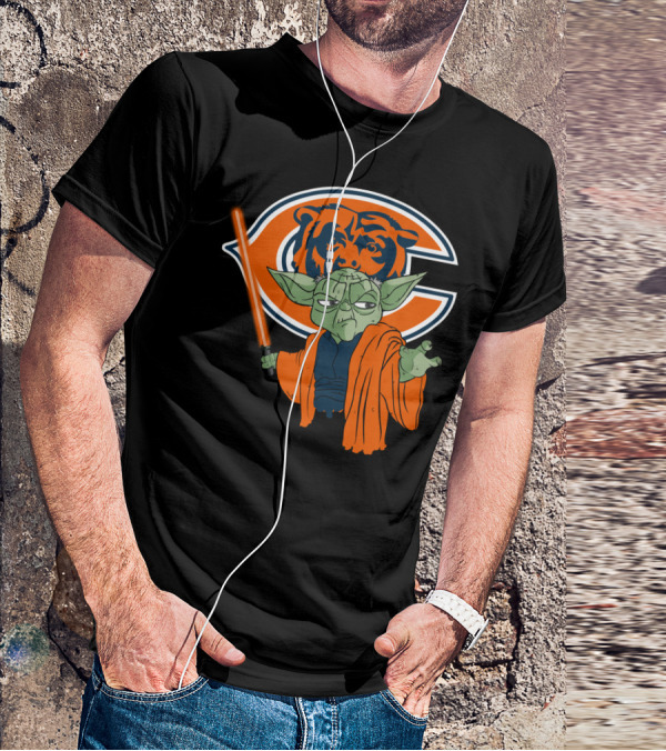 Chicago Bears Yoda Orange Lightsaber T-Shirt