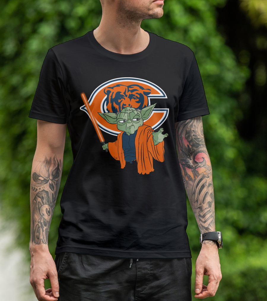 Chicago Bears Yoda Orange Lightsaber T-Shirt