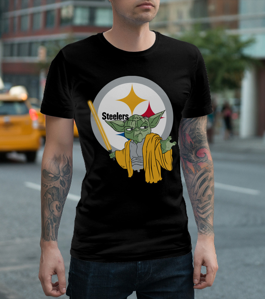Steelers Yoda Star Wars Crossover With Lightsaber T-Shirt