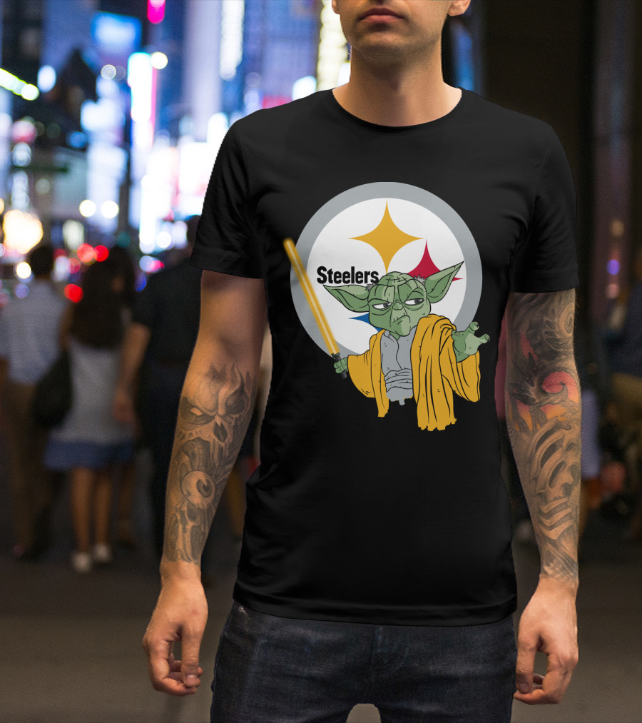 Steelers Yoda Star Wars Crossover With Lightsaber T-Shirt