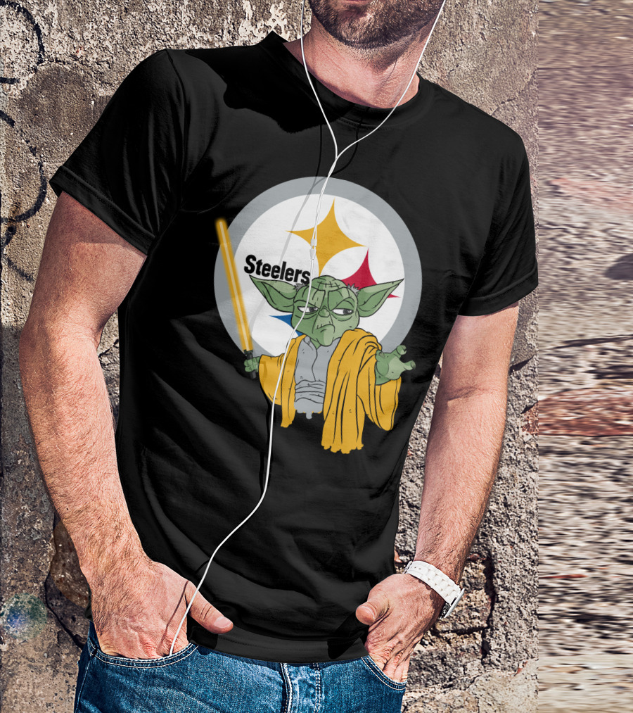 Steelers Yoda Star Wars Crossover With Lightsaber T-Shirt