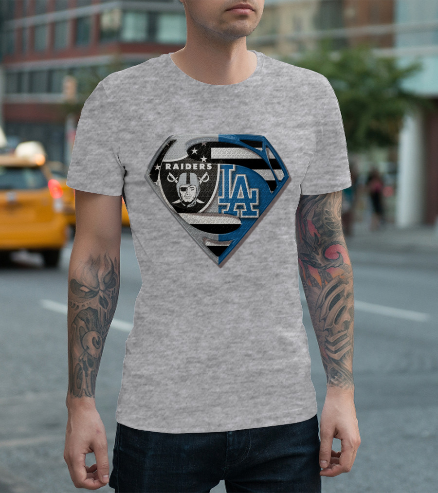 Raiders La Logo Crossover Superman Shield T-Shirt