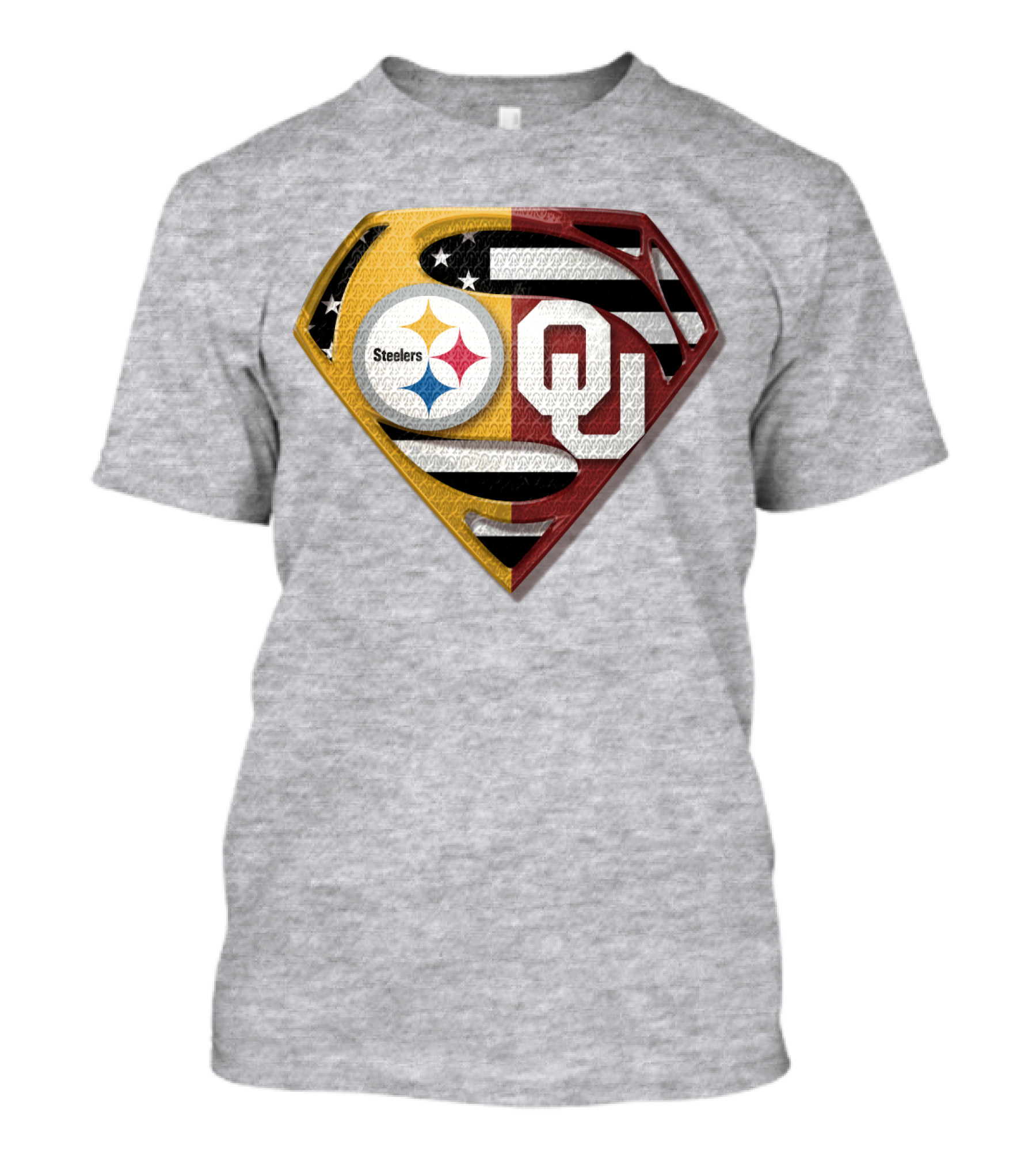 Steelers Ou Superman Logo With Stars And Stripes T-Shirt