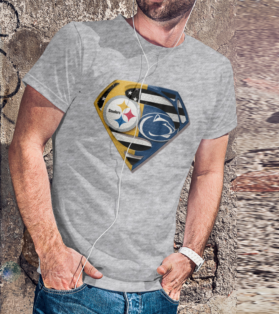 Steelers Nittany Lions Superman Logo Mashup T-Shirt