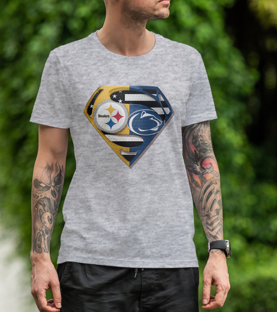 Steelers Nittany Lions Superman Logo Mashup T-Shirt
