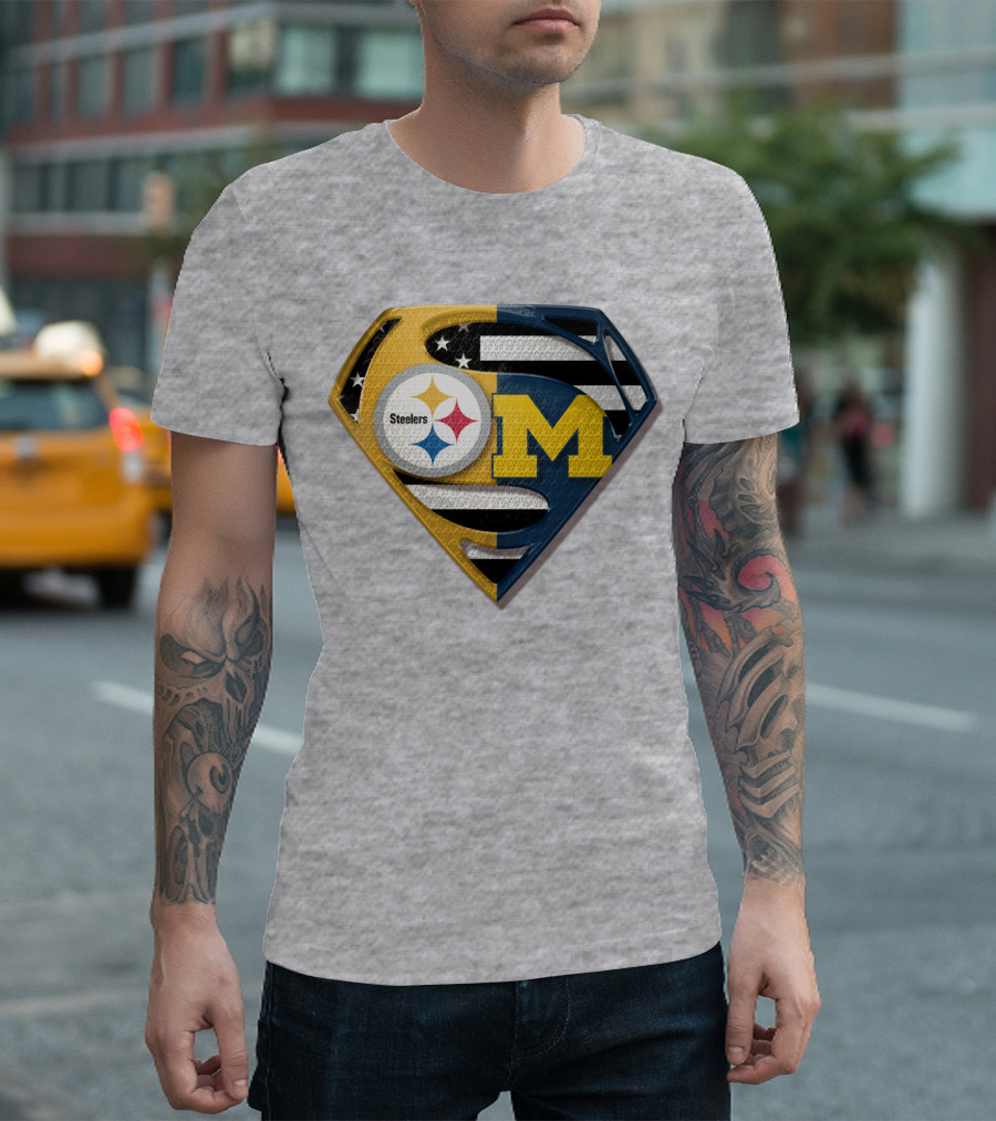 Steelers Michigan Wolverines Superman T-Shirt