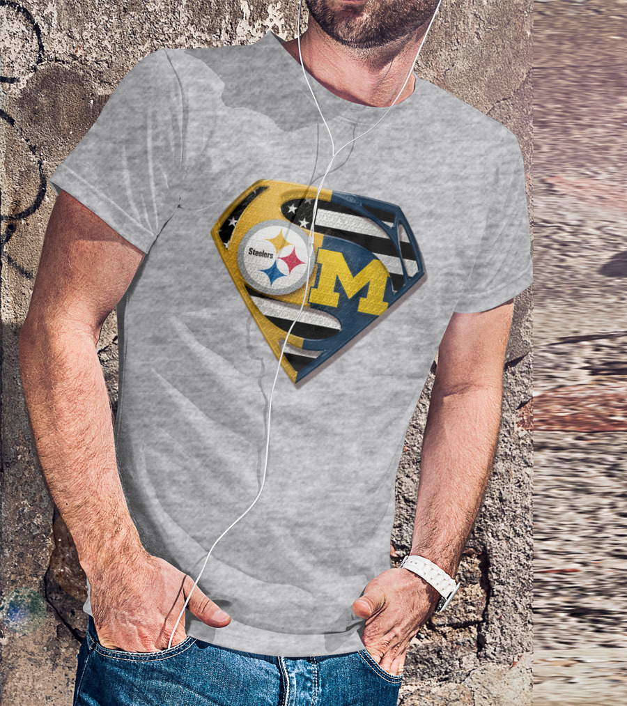 Steelers Michigan Wolverines Superman T-Shirt