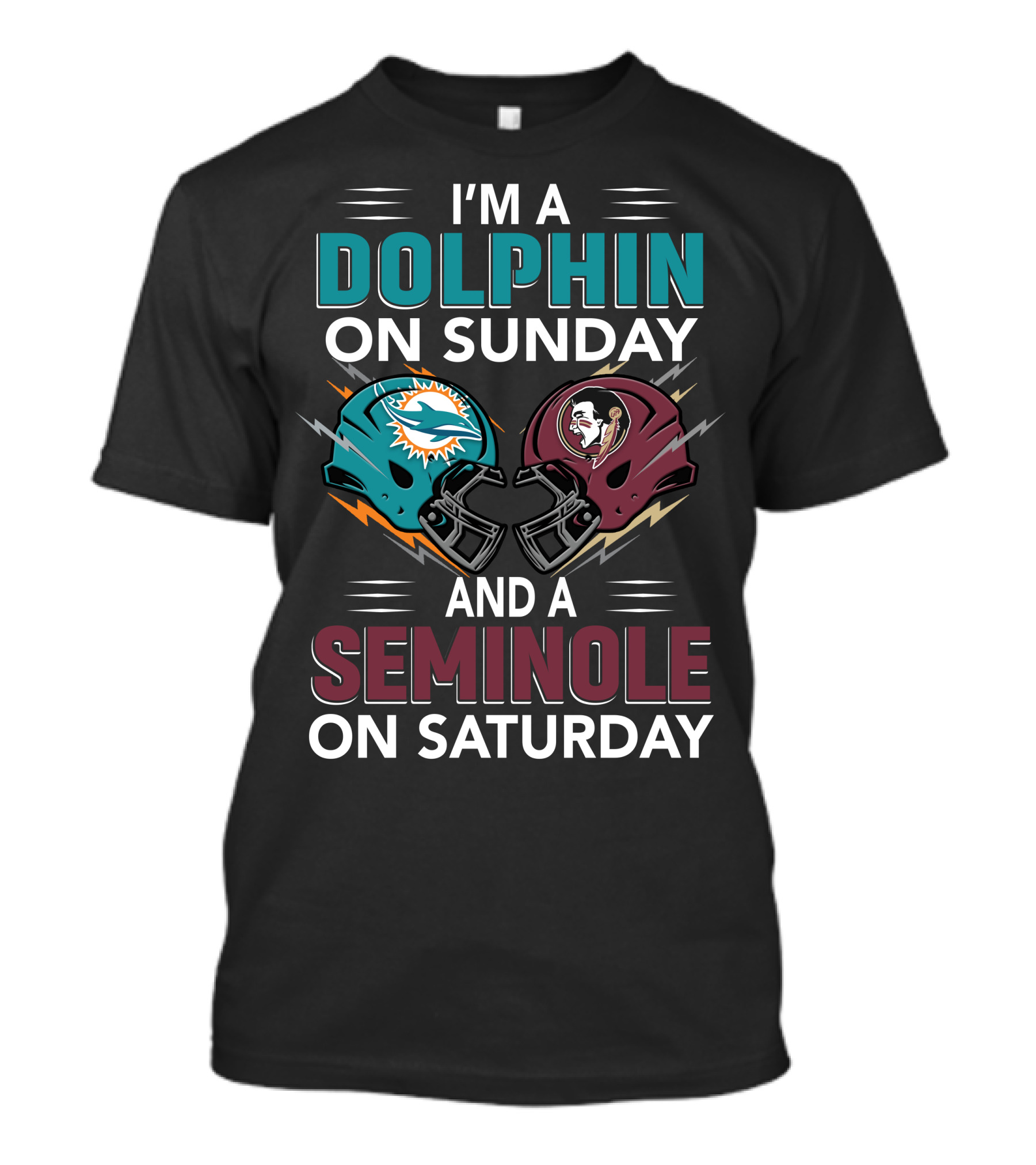I'm A Dolphin On Sunday And A Seminole On Saturday Football Helmets T-Shirt