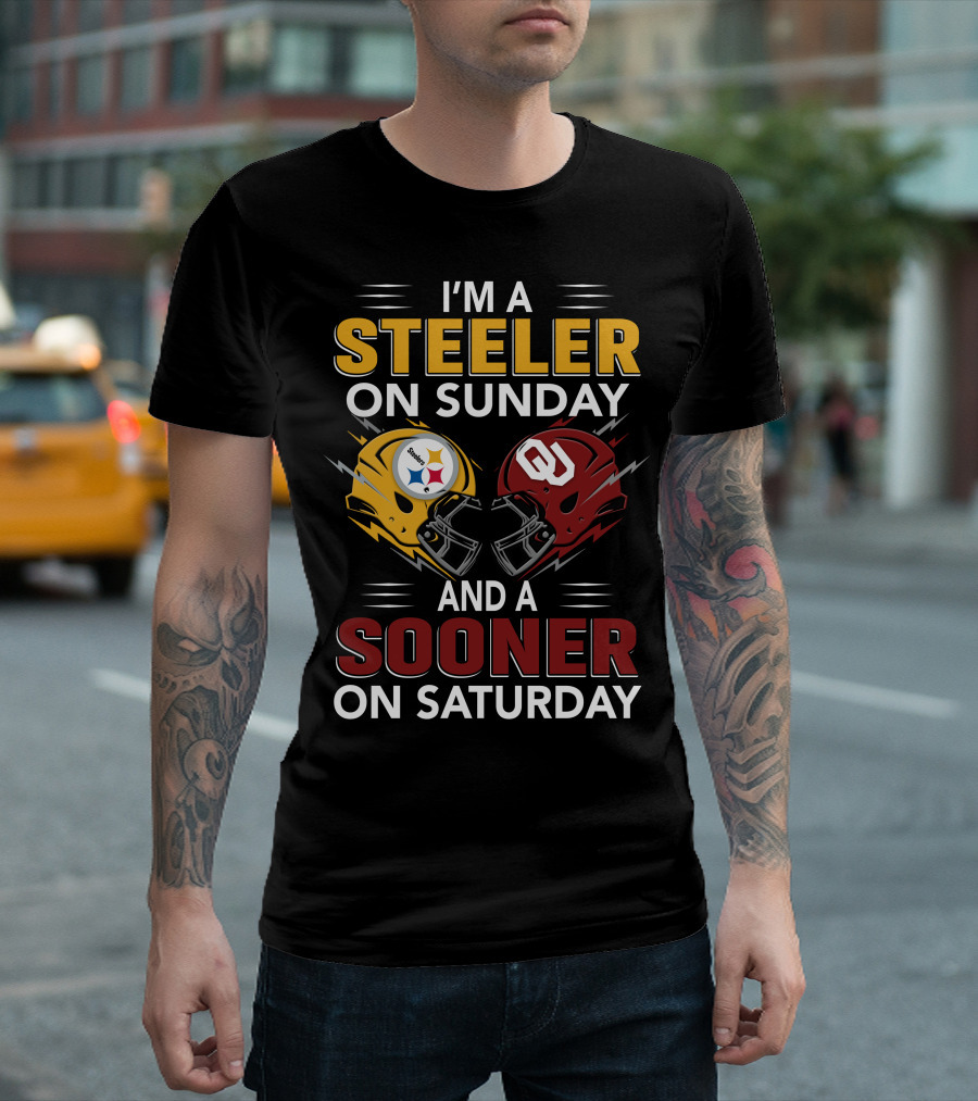 I'm A Steeler On Sunday And A Sooner On Saturday Helmets T-Shirt