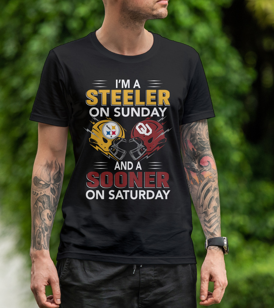 I'm A Steeler On Sunday And A Sooner On Saturday Helmets T-Shirt