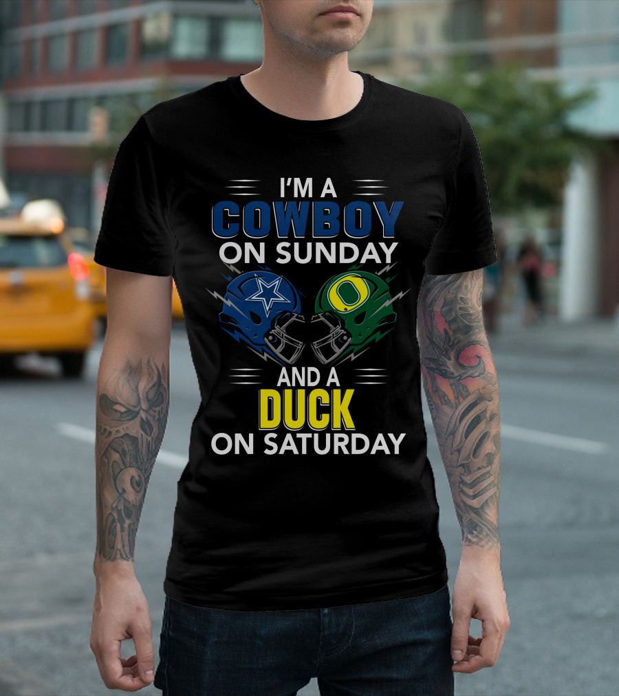 I'm A Cowboy On Sunday And A Duck On Saturday Football Helmets T-Shirt