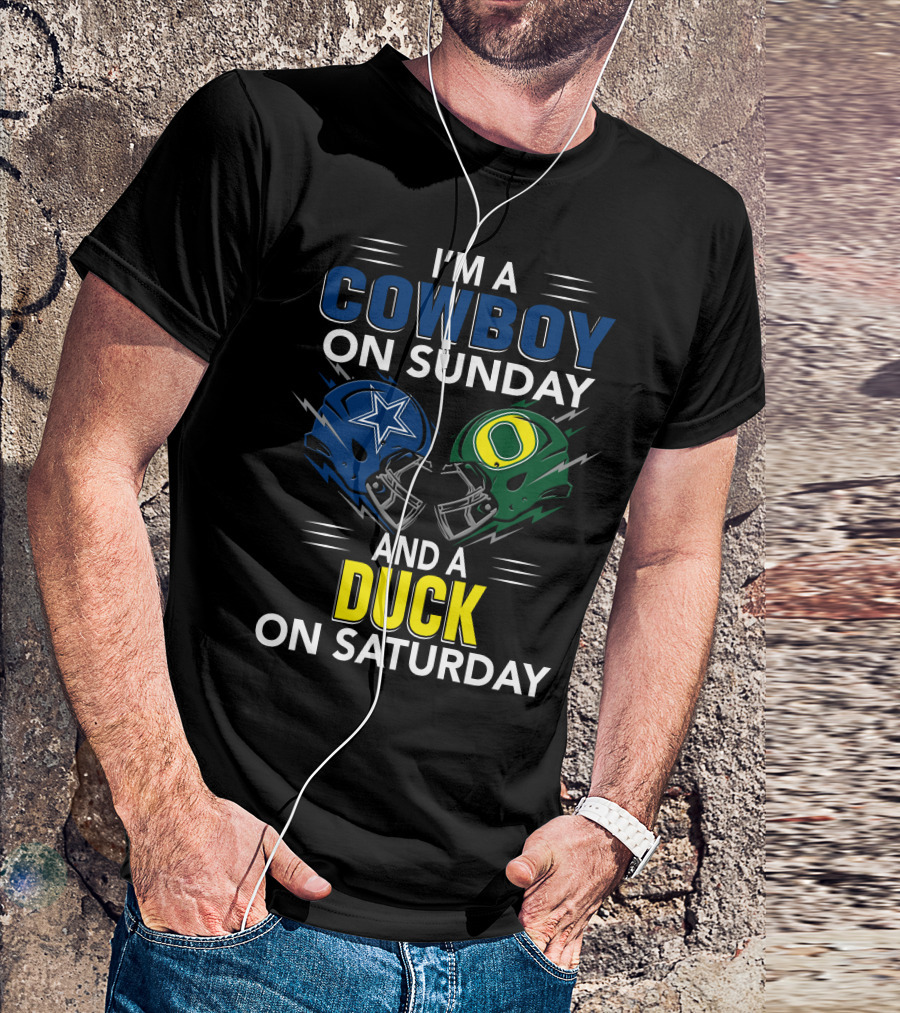 I'm A Cowboy On Sunday And A Duck On Saturday Football Helmets T-Shirt