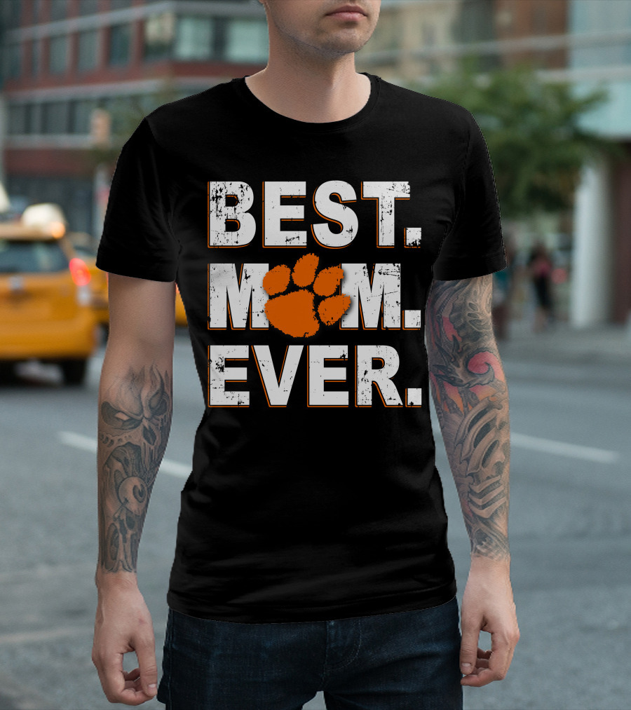BEST MOM EVER CLEMSON TIGERS Paw Prints T-Shirt