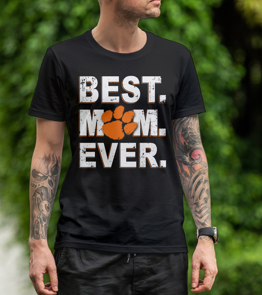 BEST MOM EVER CLEMSON TIGERS Paw Prints T-Shirt