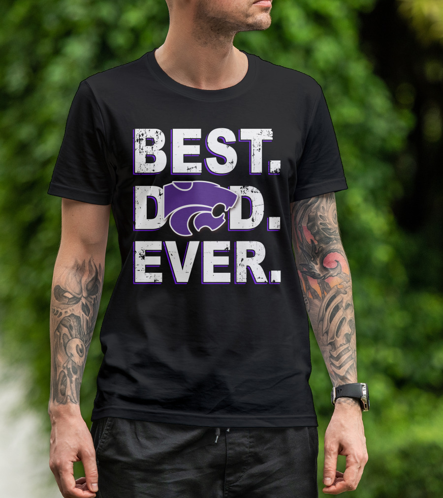 BEST DAD EVER Wildcat Logo Purple And White T-Shirt