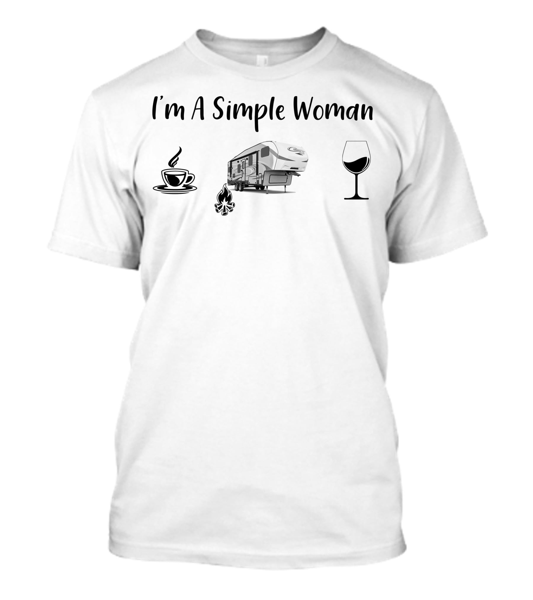 I'm A Simple Woman Cougar 5th Wheel Coffee Wine Campfire T-Shirt