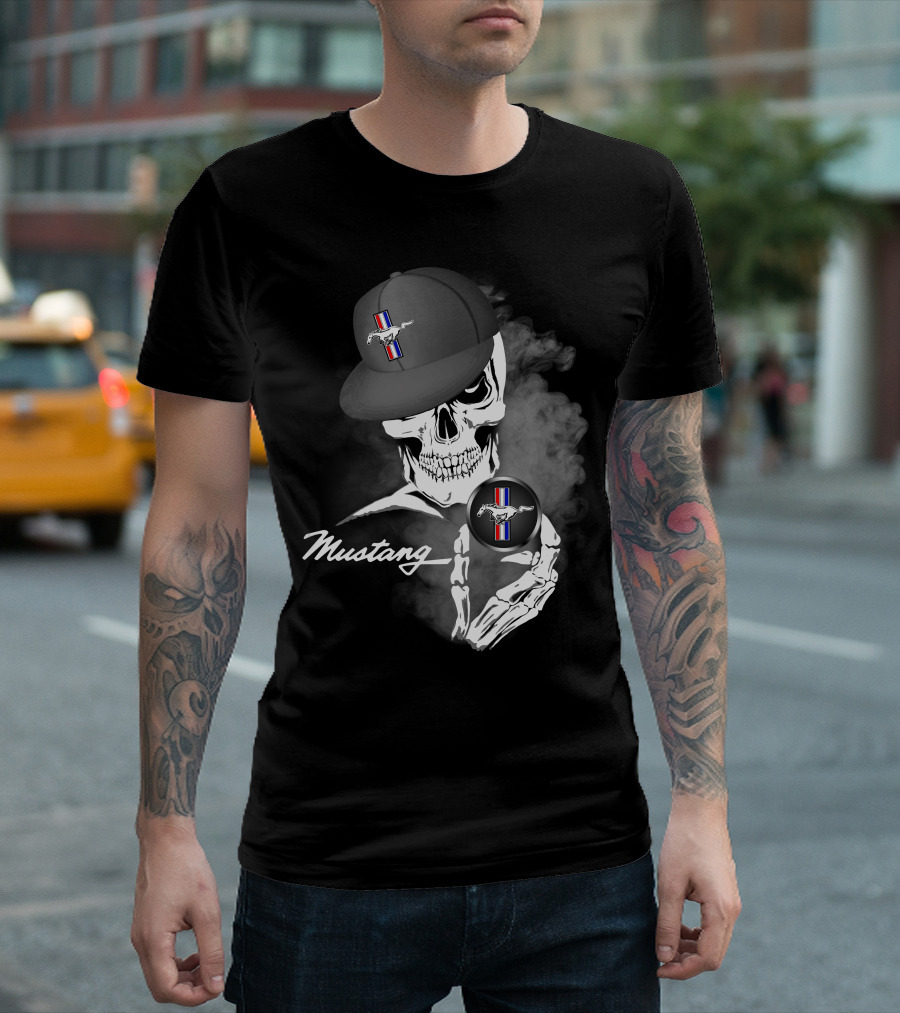 Mustang Skull With Hat And Car T-Shirt