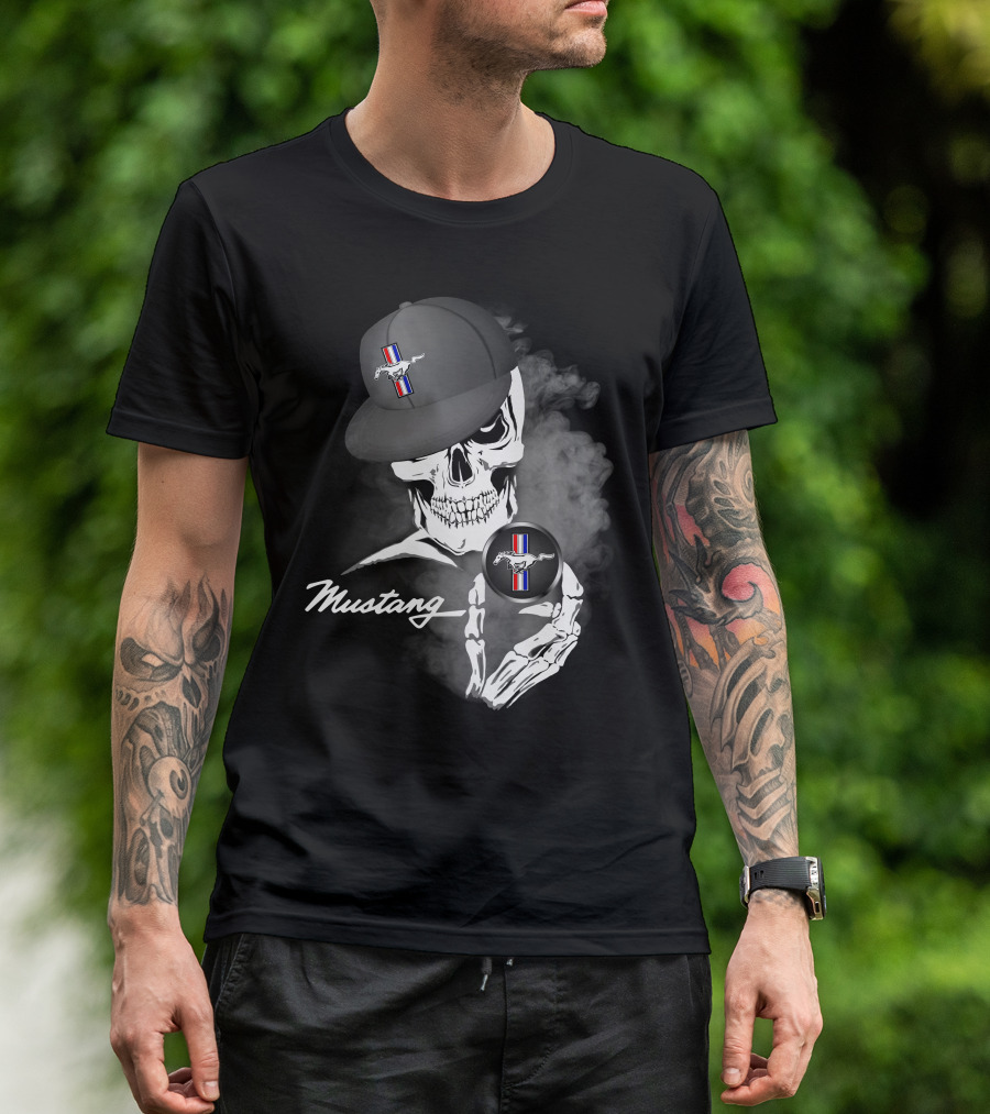 Mustang Skull With Hat And Car T-Shirt