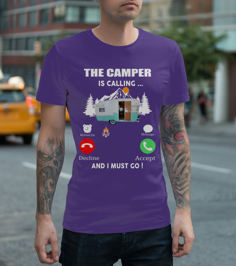 The Camper Is Calling And I Must Go Vintage Shasta Compact Trailers T-Shirt