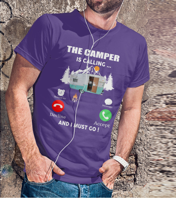 The Camper Is Calling And I Must Go Vintage Shasta Compact Trailers T-Shirt