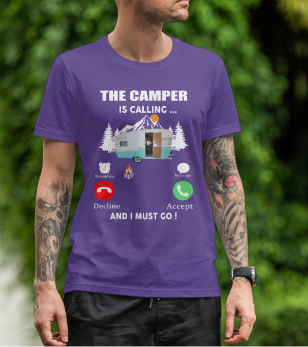 The Camper Is Calling And I Must Go Vintage Shasta Compact Trailers T-Shirt
