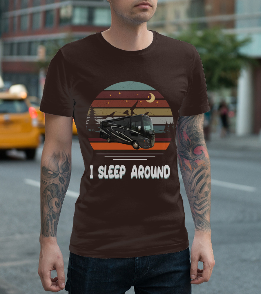 Winnebago Vista LX 27 I Sleep Around Retro Moon Stars Camping T-Shirt