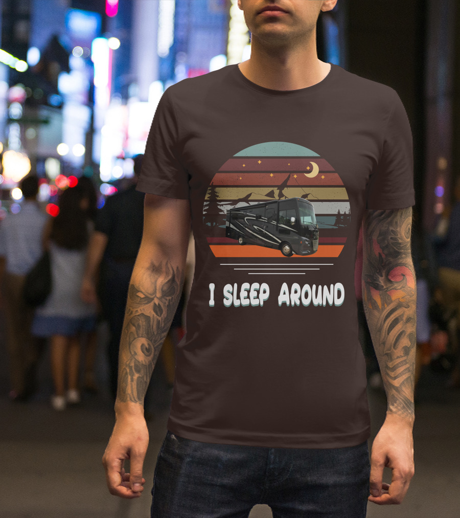 Winnebago Vista LX 27 I Sleep Around Retro Moon Stars Camping T-Shirt