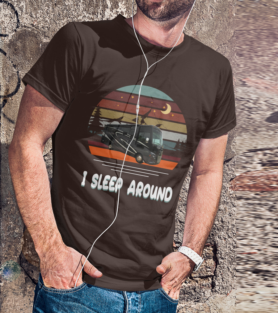 Winnebago Vista LX 27 I Sleep Around Retro Moon Stars Camping T-Shirt