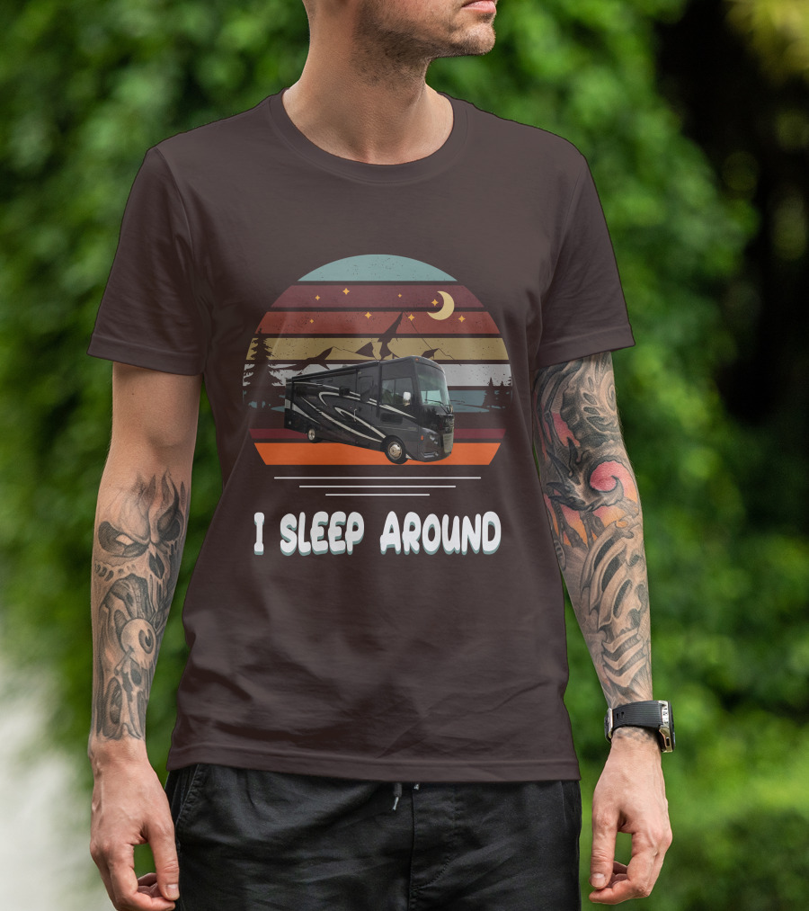 Winnebago Vista LX 27 I Sleep Around Retro Moon Stars Camping T-Shirt