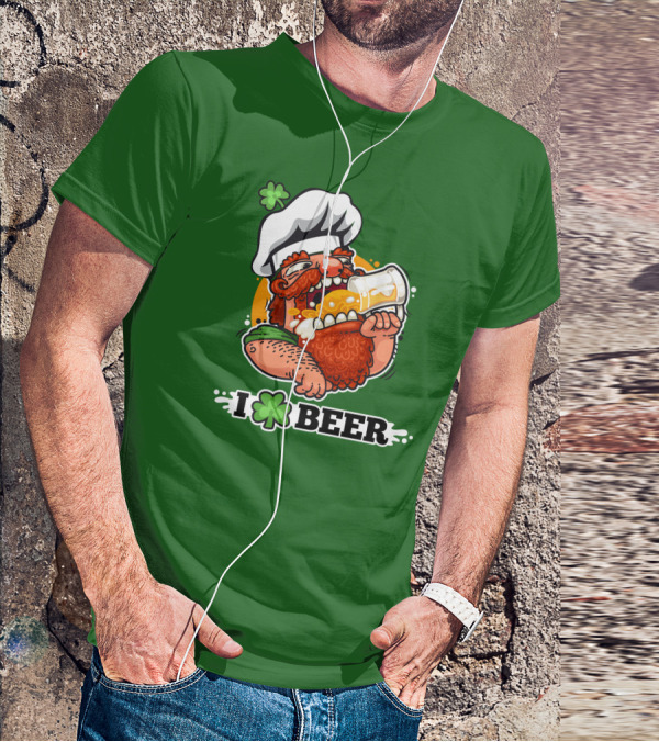 Irish Chef Shamrock I Love Beer T-Shirt