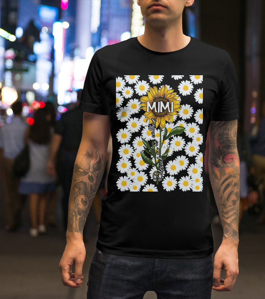 Sunflower Daisy Pattern Blessed To Be Called Mimi T-Shirt
